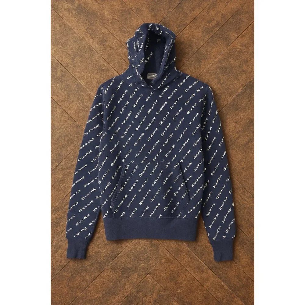 Vintage Champion Reverse Weave Hoodie All Over Print Blue XS Small Logo - Picture 2 of 9